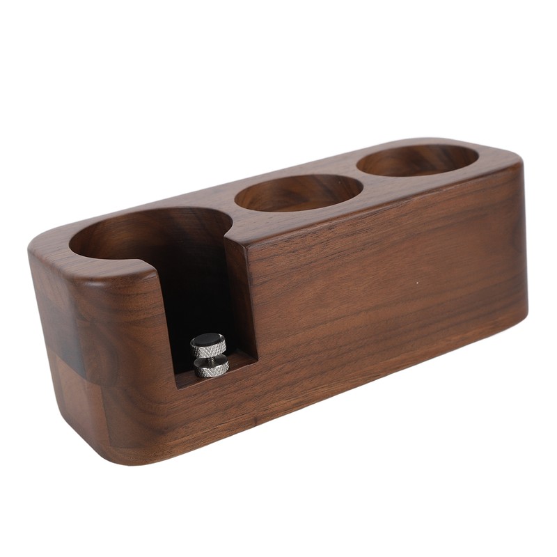 Coffee Tamper Holder 3 Holes Walnut Wood Prevent Slip Stable