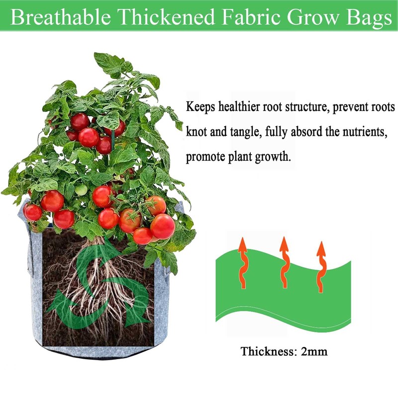 Molysun 5 Gallon Plant Grow Bags, 4 Pack Heavy Duty