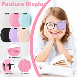 Kingdder 6 Pieces Soft Eye Patch for Glasses Breathable Eye Patch for Adults Men Women to Cover Right or Left Eye, 6 Colors (Medium Size)