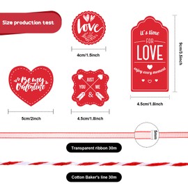 200 Pieces 20 Styles Valentine's Day Tags Heart Paper Craft Tags Valentine Hang Tags Hang Labels with Organza Ribbon and Baker Twine for Valentine's Day Wedding Greetings