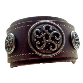 Celtic Knot Leather Bracelet 4.7 cm Wide XXL Dark Brown, Leather