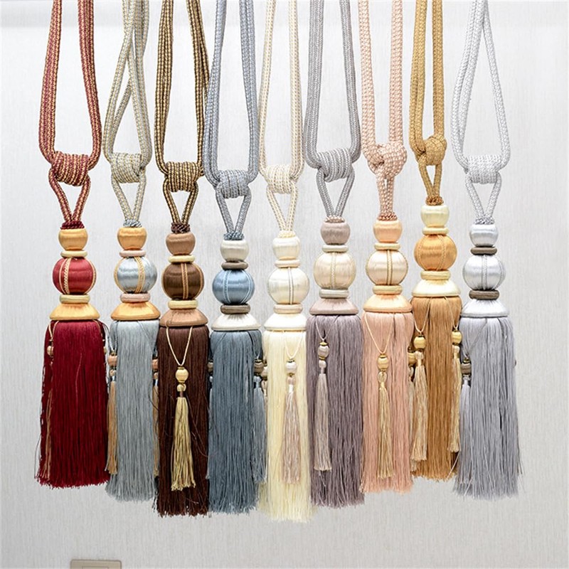 1 Pair Curtain Tiebacks Holdbacks Clip Binding Rope Tie Backs
