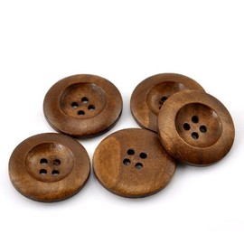 The Bead and Button Box - 10 Classic Chestnut Wooden Sewing, Knitting, crochet Buttons 25mm