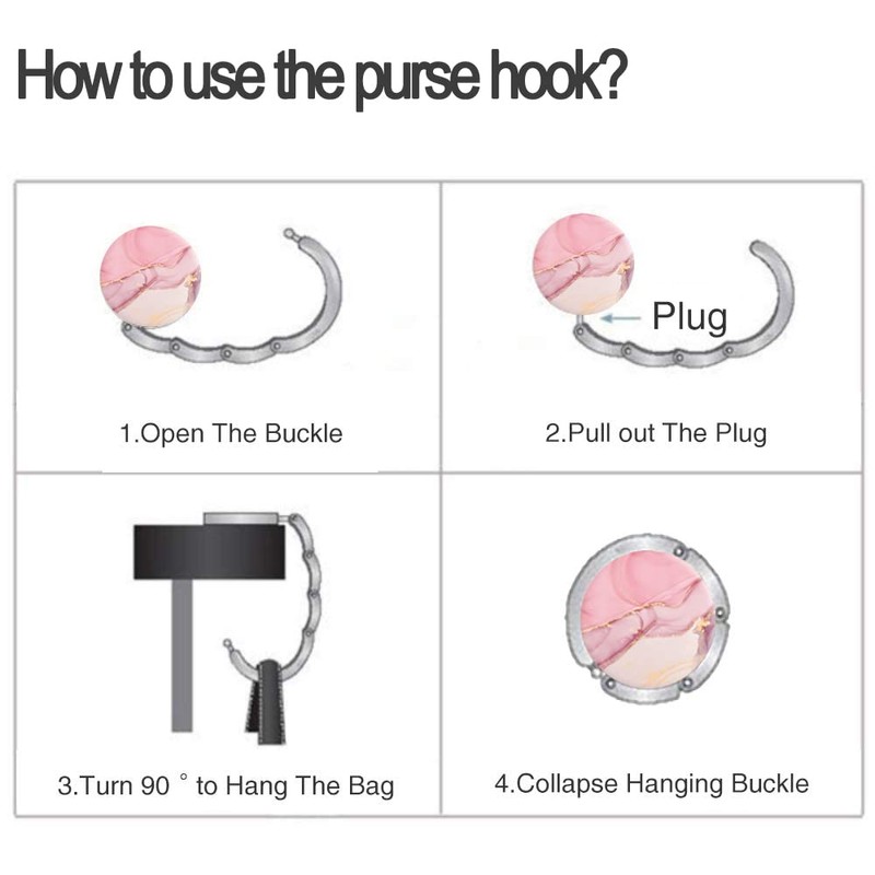 Bosketo Foldable Purse Hook Womens Bag Table Hanger Collection Desk