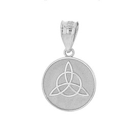 Dainty 925 Sterling Silver Irish Infinity Circle Celtic Trinity Knot Disc Pendant