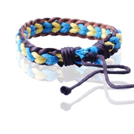 Gemini Unisex Colourful Leather Bracelets Valentine's Day Men Women Teens Boys Girls Gm089I 5"-10" Blue & Yellow