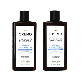 Cremo Juniper & Eucalyptus Thickening Shampoo for Fine or Thinning Hair, Adds Body, Texture & Thickness, 16 Fluid Ounces, 2-Pack