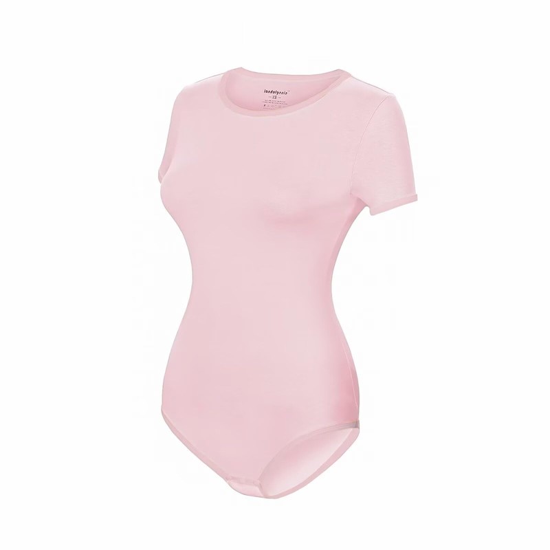 Landofgenie Women's Cotton Bodysuit Onesie Pyjamas One Piece Tops, pink