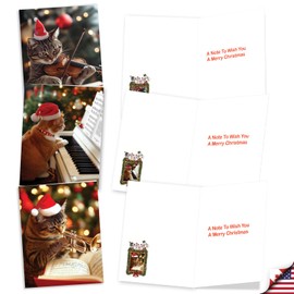 The Best Card Company 20 Assorted Christmas Notes Box Set 4 x 5.12 Inch with Envelopes (10 Designs, 2 Each) Cat Notes AM8725XSG-B2x10