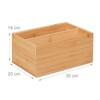 Relaxdays Bamboo Storage Box, Stackable, Bamboo Box with 2 Compartments,
