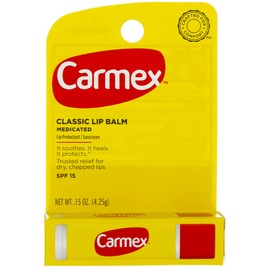 Carmex Classic Lip Balm, protector labial protector solar SPF 15, 0.15 oz (paquete de 12)