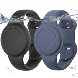 Waterproof 2 Pack Apples AirTags Bracelet for Kid, Hidden Silicone Air Tag Holder for Kid, AirTags GPS Tracker Watch (G-Black+Dark Blue, 2 Pack)