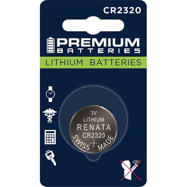 Premium Batteries Renata CR2320 Lithium 3V Coin Cell Battery Child-Safe (6 Pack)