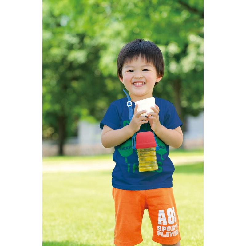 Richell Odekake Lunch-kun Plastic Bottle with 2 Tier Cup Belt