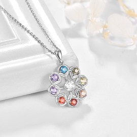 praymos Flower Necklace for Women 925 Sterling Silver Flower Pendant Hypoallergenic Jewellery Birthday Xmas Gifts
