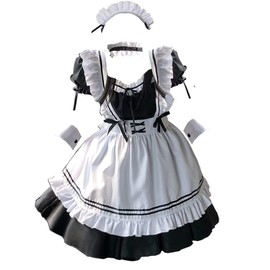 CarolynDesign Japanese Anime Sissy Maid Dress Anime French Maid Apron Costume Set