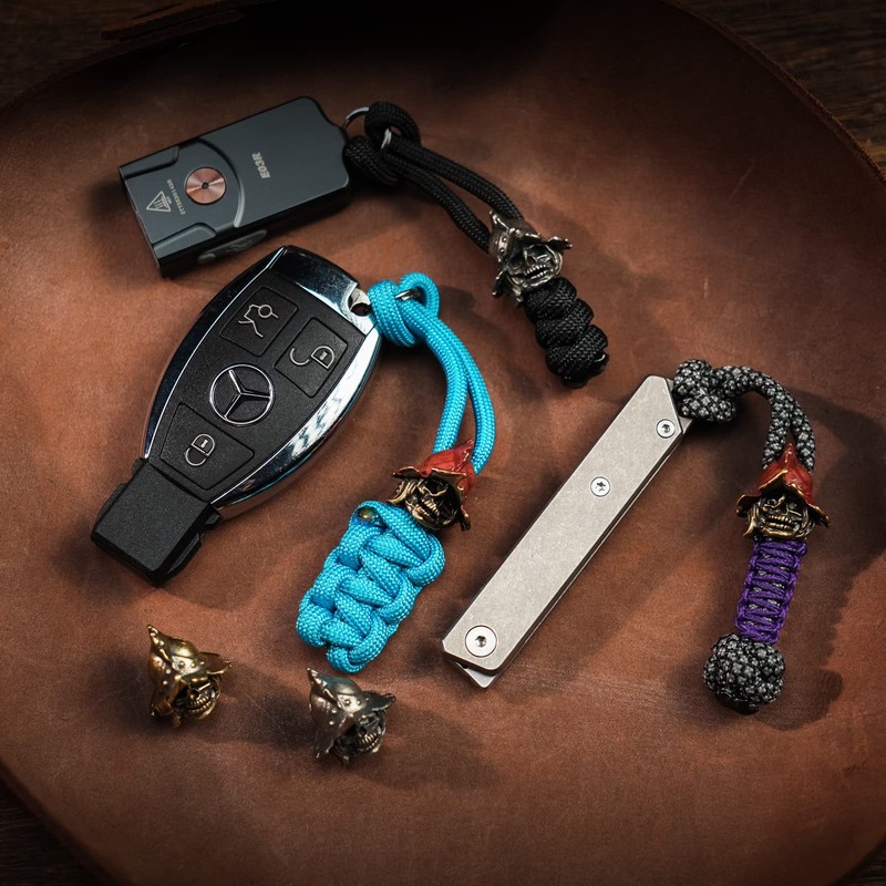 [HorixGear] EDC 真鍮スケルトンペンダント パラシュートパラコードコードツール ランヤード ビーズジッパープルギフトスカルビーズルーススペーサービーズdiyクラフトブレスレットキーチェーンの装飾アクセサリー (SILVER)