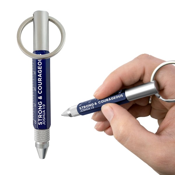 5-in-1 Mini Multitool Pen - Strong and Courageous, Joshua 1:9