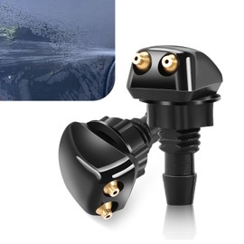 MLY 2 PCS Front Windshield Washer Nozzle, Double-headed Windshield Sprayer Nozzle, Windshield Washer Nozzle Replacement, Universal for Most Cars, Trucks, SUVs (Black)