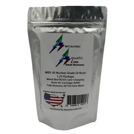 Awesome Aquatic Mixed Bed DI Resin 1.25 lb Resintech MBD-30 Nuclear Grade Color Changing DI Resin Deionization RO/DI 10" Filter Cartridge Refill (1.25 lb)