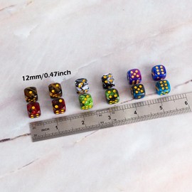 48 PCS 12mm 6 Sided Dice Set Marble D6 Dice Round Corner Board Game Dice for Tenzi Farkle Bunco MTG DND or Math Learning