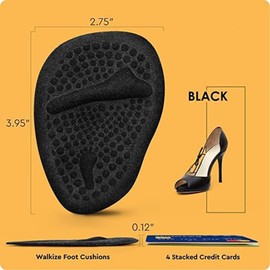 Metatarsal Pads Women | Heel Inserts for Women | Ball of Foot Cushions for Women High Heel (2 Pairs Foot Pads) - Helps with Pain Instantly - One Size Fits Shoe Inserts for Women (Black)