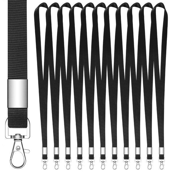 hoinya Pack of 12 Lanyard Black Lanyards Nylon Neck Strap