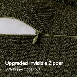 A Moment Linen Pillow Covers Set of 2,Boho Farmhouse Throw Pillowcases Neutral Textured Decorative Covers for Couch Sofa Bed, Soft Linen Blend Accent Case Cushion Home Decor 20"x12"Olive Green