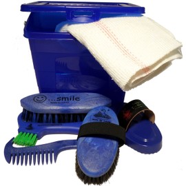 Grooming box for children blue filled horse accessories brush for horses curry comb and more