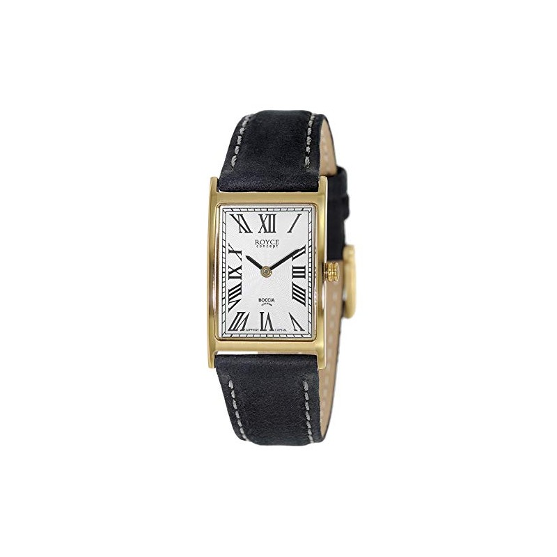 Boccia 3285-09 Women's Analogue Quartz Watch with Leather Strap, Gold/Black,