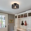 Hchunqjor Coastal Black Woven Flush Mount Light Fixture Rustic Industrial