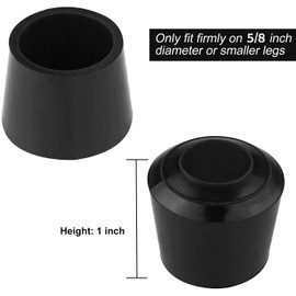 50 PCS 5/8 inch Round Chair Leg Tips Caps, CBTONE Anti-Slip Black Rubber Table Feet Covers Chair Leg Protectors