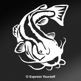 Express Yourself Products Flathead Catfish (White - Reverse Image - XL) Decal Sticker - Freshwater Fish Collection