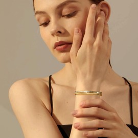 Joo&Rind Women's Gold Bracelet, Bamboo Knot Bracelets, 18 K Gold-Plated Stainless Steel Bracelet, Women's Wrap Bracelet, Gifts for Women, Stainless Steel, No gems