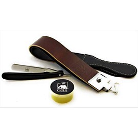 GBS Shave Ready - Cuchilla de afeitar recta de 5/8 pulgadas con acabado de madera negra, rasuradora recta y apósito, hecha a mano, afilada, corte alto
