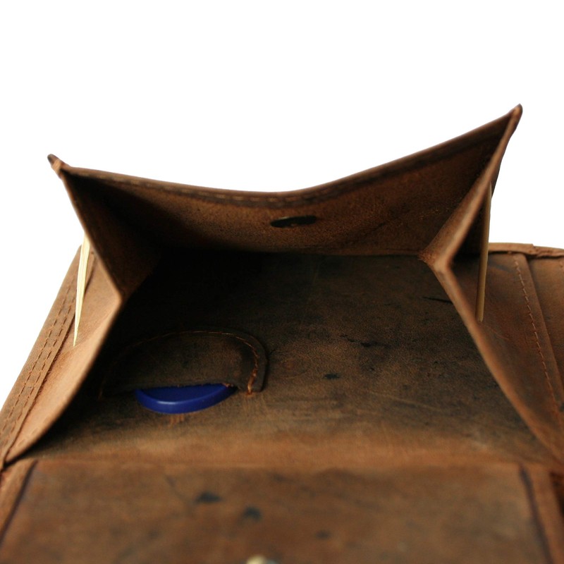 Leather Wallet for Men in Brown with RFID Coin Compartment