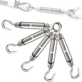 Pack of 5 M5 Turnbuckle Wire Tensioner Made of 304 Stainless Steel Adjustable Turnbuckle Hooks Stainless Steel Tensioner Suitable for Tensioned Washing Line Rope Awning Attachment