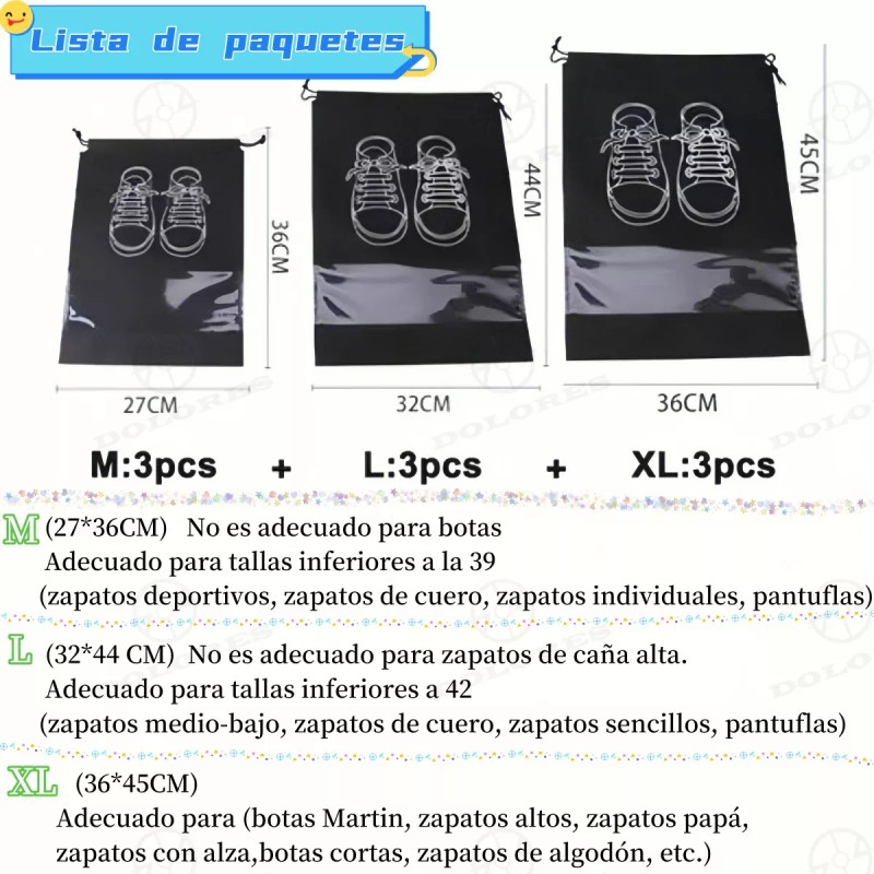 Dolores 9pcs Bolsas Organizadoras Para Zapatos De Viaje Impermeable