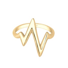 Elli Women's 925 Sterling Silver Gold Plated Zig Zag Ring - Size Q