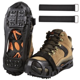 Ice Cleats Snow Traction Cleats 24-Studs Crampons Anti-Slip Shoe Ice Snow Cleats for Walking on Snow and Ice Winter Outdoor Overshoe Rubber Crampons Slip-on Stretch Footwear(M)