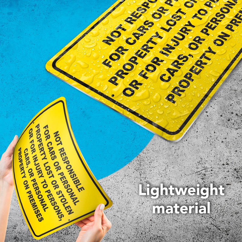 Not Responsible for Accidents or Injuries Sign - 8 x