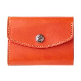 Zario Grande ZAG-0043 Men's Trifold Tochigi Leather Compact Mini Wallet, Made in Japan, Orange x Navy