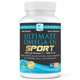 Nordic Naturals Nordic Naturals Ultimate Omega-D3 Sport, Lemon - 60 Soft Gels - 1480 mg Omega-3 + 1000 IU Vitamin D3 - NSF Certified - Supports Muscle, Bones, Focus & Endurance - 30 Servings