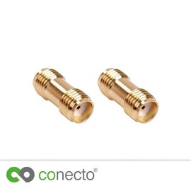 conecto SMA Adapter, SMA Coupler, SMA Female without Pin to SMA Female without Pin, Adapter to Change SMA Male to SMA Female, Gold Plated, Set of 2