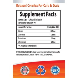 MY LUCKY PETS LLC Natural pet Anxiety and Stress cat - PET Relaxant for Dogs and Cats - Anxiety Relief - Calming Complex - Premium - cat Valerian Root - 2 Bottles (180 Chewable Tablets)