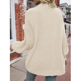 Libsorge Womens Long Cardigan Sweaters for Women Fall Winter Spring 2025 Trendy Outfits Chunky Waffle Knit Oversized Open Front Dressy Casual Lightweight Long Sleeve Cardigans Sweater Cream White M