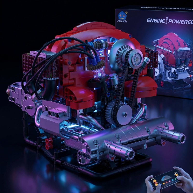 AoreSpty Engine Model Building Kit, STEM Motor Display Set Engine