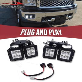 DYDS Fit 14-15 Chevy Silverado 1500 Hidden Bumper Dual 24W Fog LED Light Kit+Wiring
