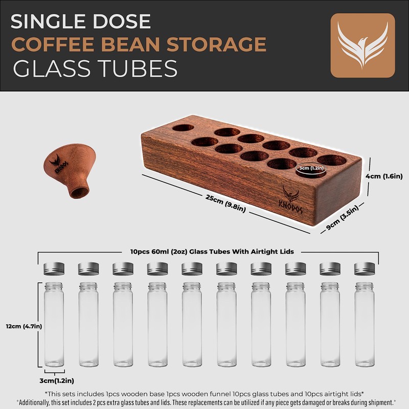 KNODOS Single Dose Coffee Bean Storage Tubes Coffee Bean Cellar