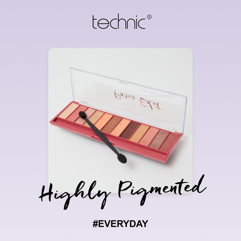 Technic Mega Eyeshadow Palette - 12 Pigmented, Long Lasting, Easy